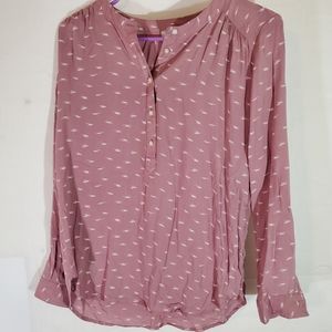 LOFT Pink blouse Size XS Lightweight Thin Pattern